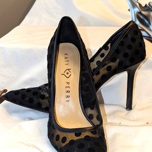 Katy Perry Black Mesh Polka Dot  heels